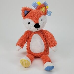 Make Believe Ideas Ltd Plush Fox Orange Shaggy Stuffed Animal Ribbon Accents